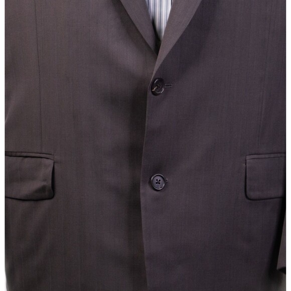 Hickey Freeman Mens 42L 2btn Brown Wool Blazer Sport Coat Suit Jacket Striped - Picture 7 of 13